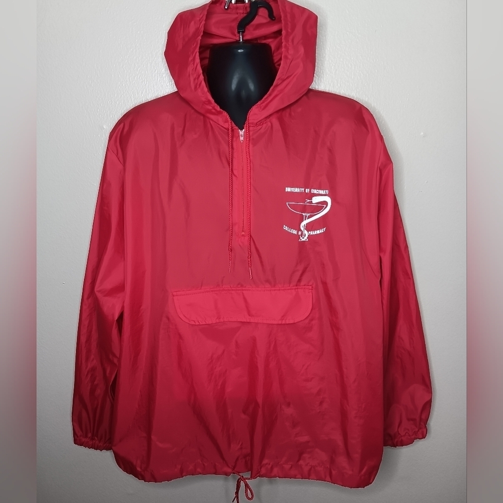 VTG 80s Cincinnati College Pharmacy 2XL Anorak Windbreaker Jacket Hartwell USA